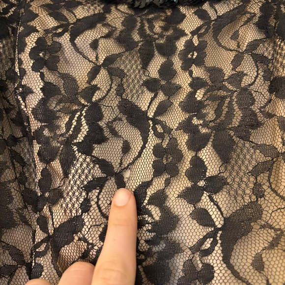 Vintage Gunne Sax Black Gold Dark Floral Lace Strapless Prom Dress Gown Goth - Picture 7 of 16